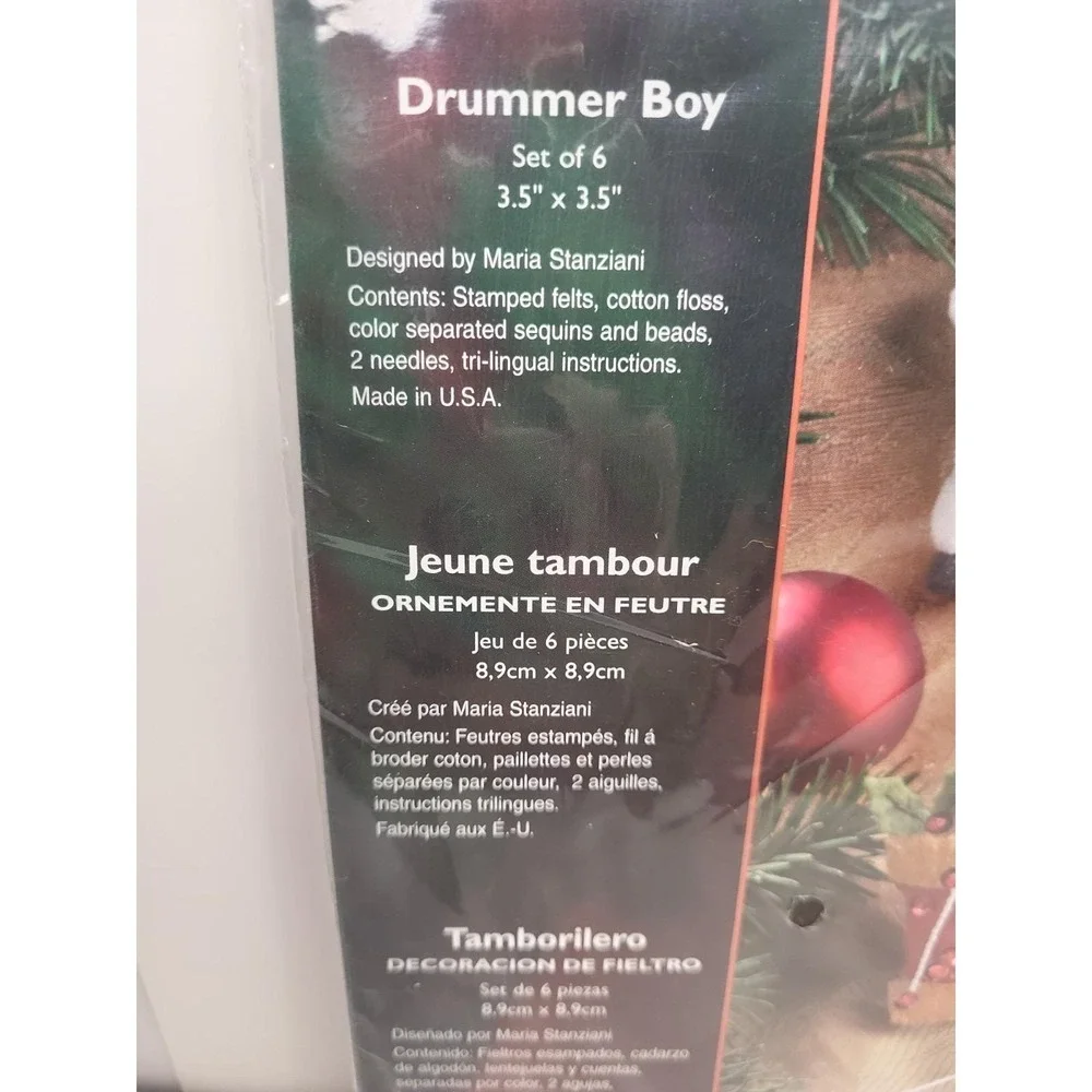 New Bucilla 85338 Drummer Boy Felt Ornament Set Drums Lambs Music - New Rare Kit